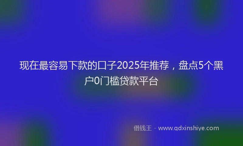 现在最容易下款的口子2025年推荐，盘点5个黑户0门槛贷款平台