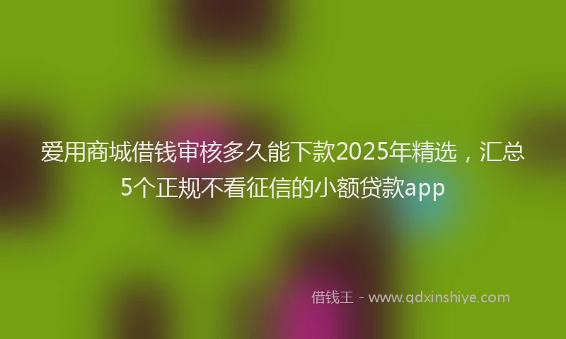 爱用商城借钱审核多久能下款2025年精选，汇总5个正规不看征信的小额贷款app