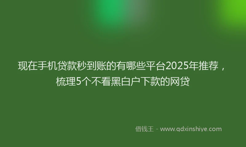 现在手机贷款秒到账的有哪些平台2025年推荐，梳理5个不看黑白户下款的网贷