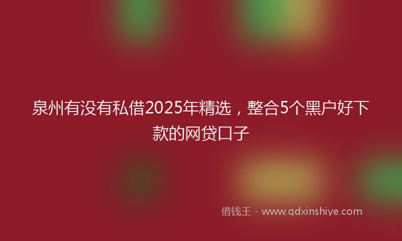 泉州有没有私借2025年精选，整合5个黑户好下款的网贷口子