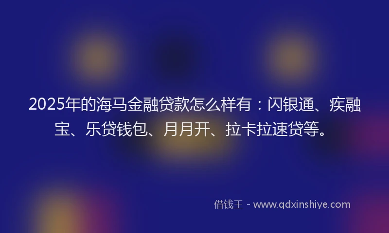2025年的海马金融贷款怎么样有：闪银通、疾融宝、乐贷钱包、月月开、拉卡拉速贷等。