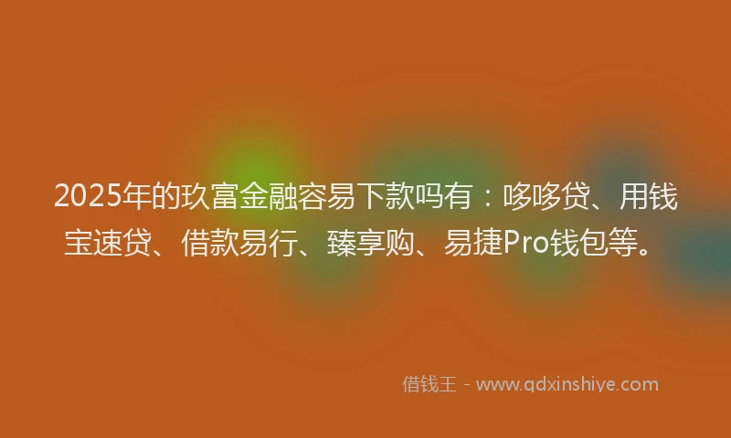 2025年的玖富金融容易下款吗有：哆哆贷、用钱宝速贷、借款易行、臻享购、易捷Pro钱包等。