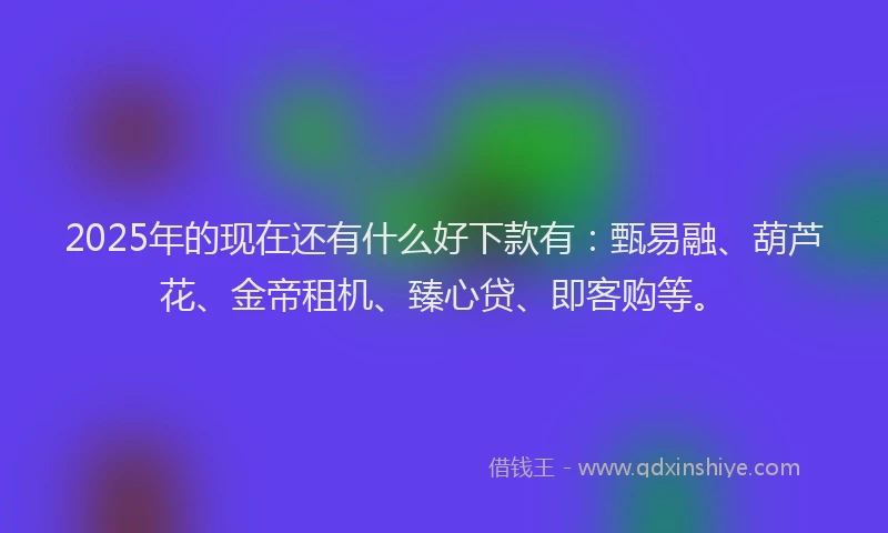 2025年的现在还有什么好下款有：甄易融、葫芦花、金帝租机、臻心贷、即客购等。