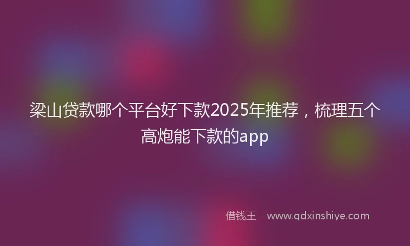 梁山贷款哪个平台好下款2025年推荐，梳理五个高炮能下款的app