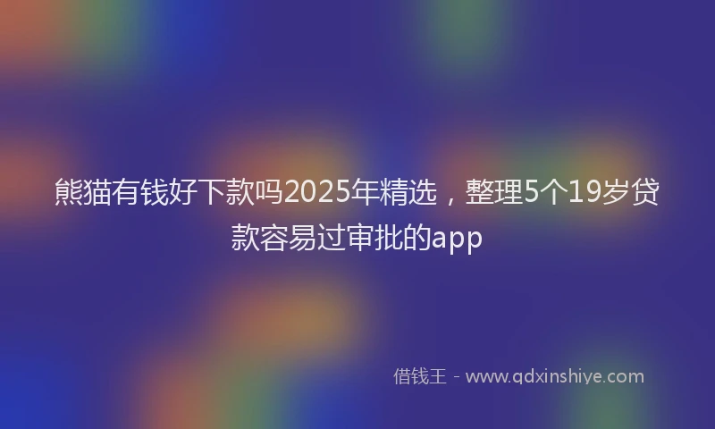 熊猫有钱好下款吗2025年精选，整理5个19岁贷款容易过审批的app
