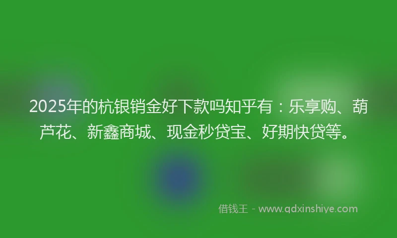 2025年的杭银销金好下款吗知乎有：乐享购、葫芦花、新鑫商城、现金秒贷宝、好期快贷等。