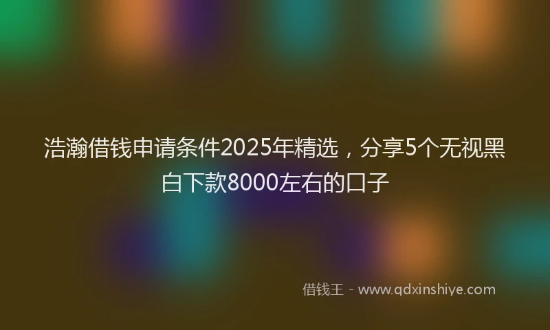 浩瀚借钱申请条件2025年精选，分享5个无视黑白下款8000左右的口子