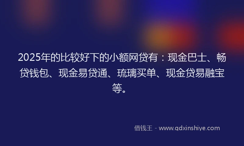 2025年的比较好下的小额网贷有：现金巴士、畅贷钱包、现金易贷通、琉璃买单、现金贷易融宝等。