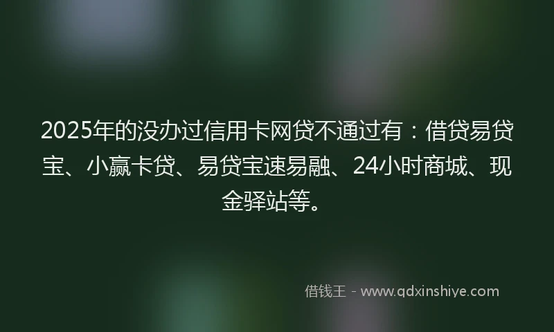 2025年的没办过信用卡网贷不通过有：借贷易贷宝、小赢卡贷、易贷宝速易融、24小时商城、现金驿站等。