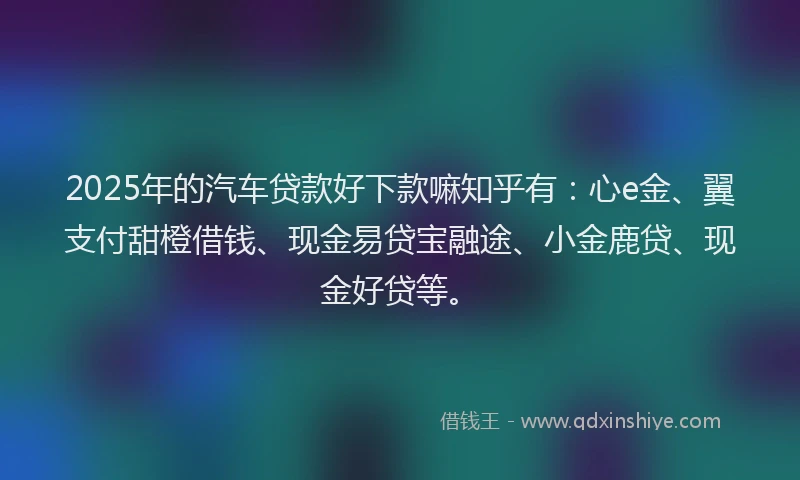 2025年的汽车贷款好下款嘛知乎有：心e金、翼支付甜橙借钱、现金易贷宝融途、小金鹿贷、现金好贷等。