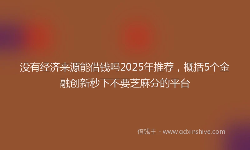 没有经济来源能借钱吗2025年推荐，概括5个金融创新秒下不要芝麻分的平台