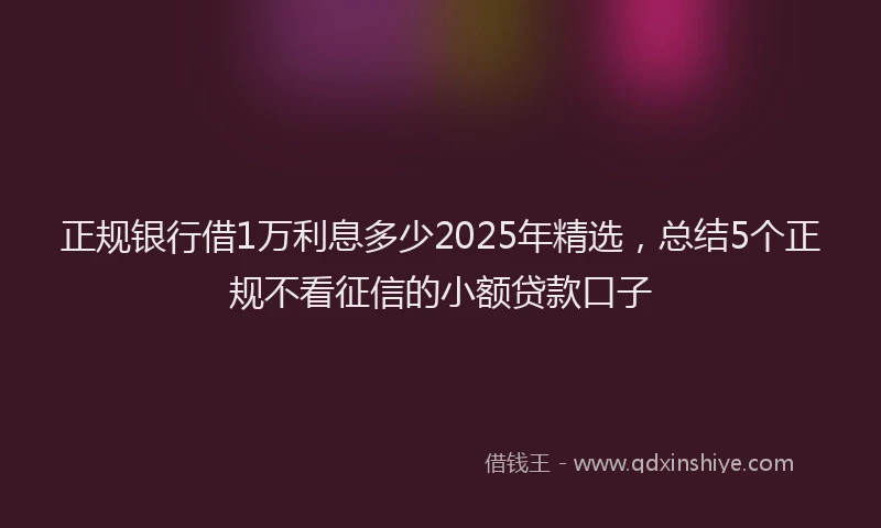 正规银行借1万利息多少2025年精选，总结5个正规不看征信的小额贷款口子