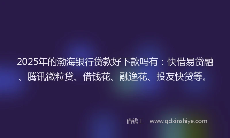 2025年的渤海银行贷款好下款吗有：快借易贷融、腾讯微粒贷、借钱花、融逸花、投友快贷等。