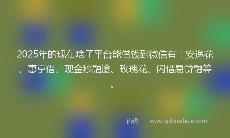 2025年的现在啥子平台能借钱到微信有：安逸花、惠享借、现金秒融途、玫瑰花、闪借易贷融等。