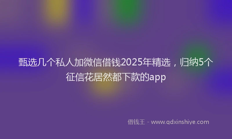甄选几个私人加微信借钱2025年精选，归纳5个征信花居然都下款的app