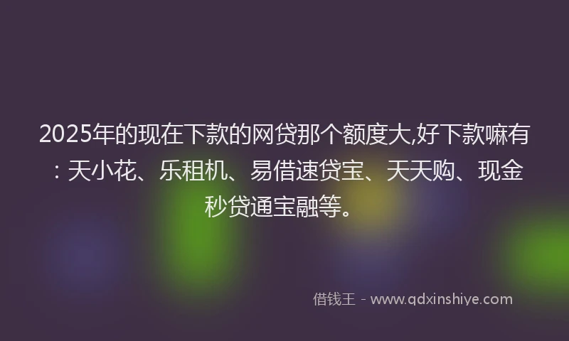 2025年的现在下款的网贷那个额度大,好下款嘛有：天小花、乐租机、易借速贷宝、天天购、现金秒贷通宝融等。