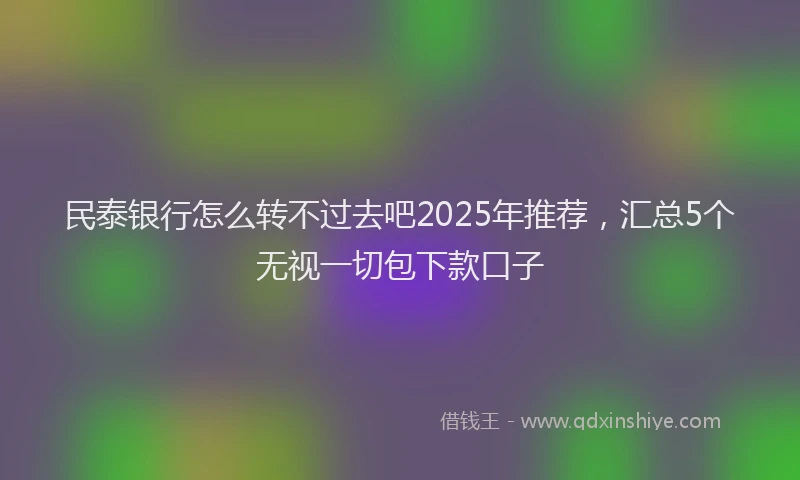 民泰银行怎么转不过去吧2025年推荐，汇总5个无视一切包下款口子