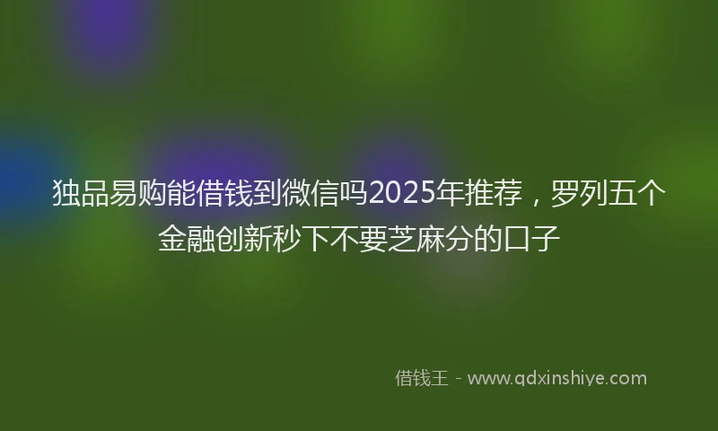 独品易购能借钱到微信吗2025年推荐，罗列五个金融创新秒下不要芝麻分的口子