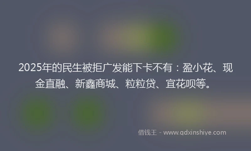 2025年的民生被拒广发能下卡不有：盈小花、现金直融、新鑫商城、粒粒贷、宜花呗等。