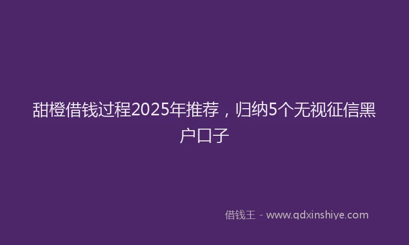 甜橙借钱过程2025年推荐，归纳5个无视征信黑户口子