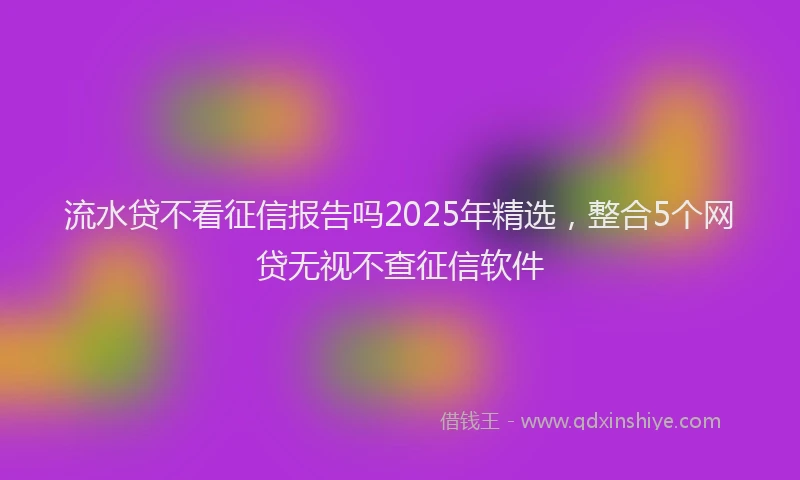 流水贷不看征信报告吗2025年精选，整合5个网贷无视不查征信软件