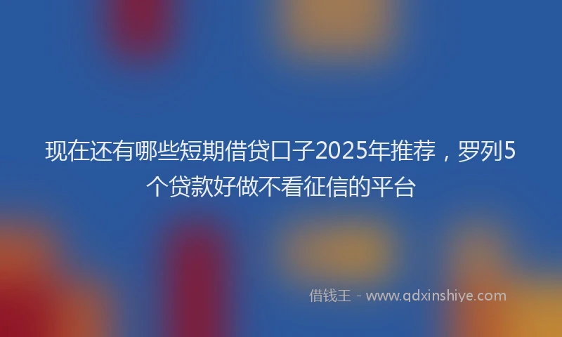 现在还有哪些短期借贷口子2025年推荐，罗列5个贷款好做不看征信的平台