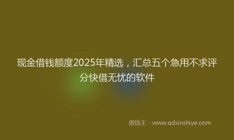 现金借钱额度2025年精选，汇总五个急用不求评分快借无忧的软件