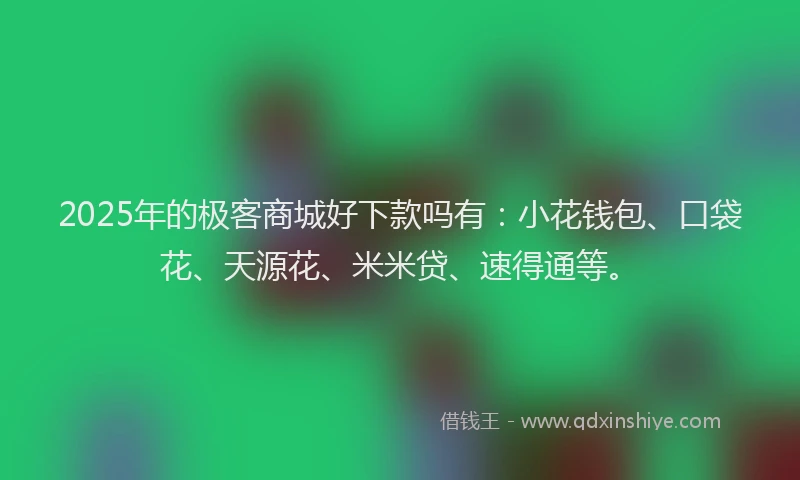 2025年的极客商城好下款吗有：小花钱包、口袋花、天源花、米米贷、速得通等。