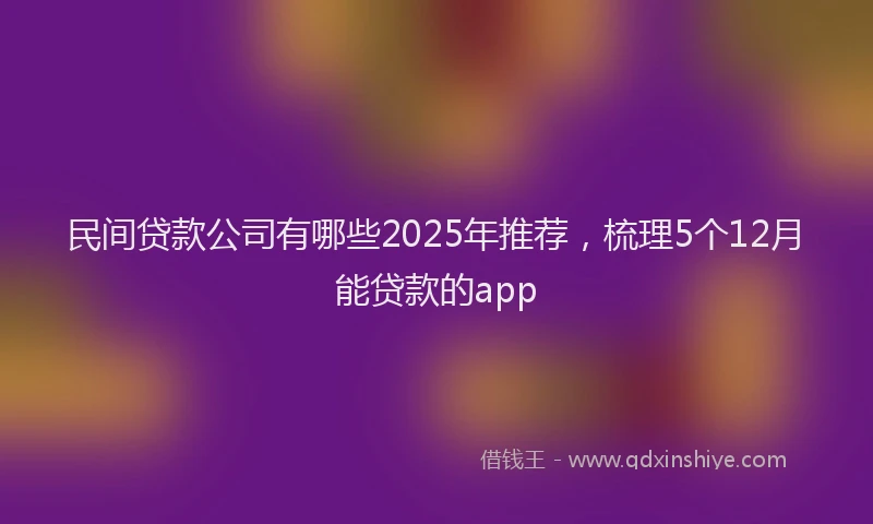 民间贷款公司有哪些2025年推荐，梳理5个12月能贷款的app