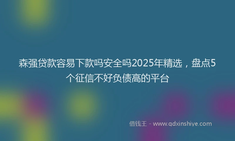 森强贷款容易下款吗安全吗2025年精选，盘点5个征信不好负债高的平台