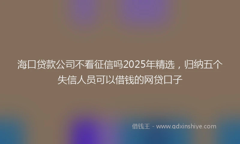 海口贷款公司不看征信吗2025年精选，归纳五个失信人员可以借钱的网贷口子