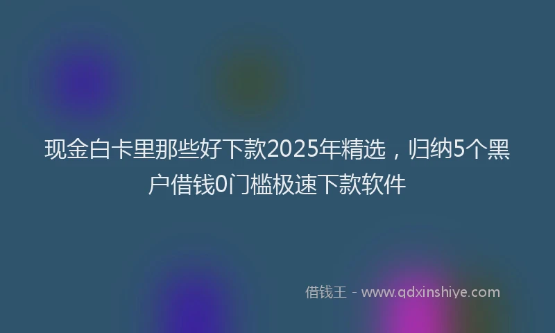 现金白卡里那些好下款2025年精选，归纳5个黑户借钱0门槛极速下款软件