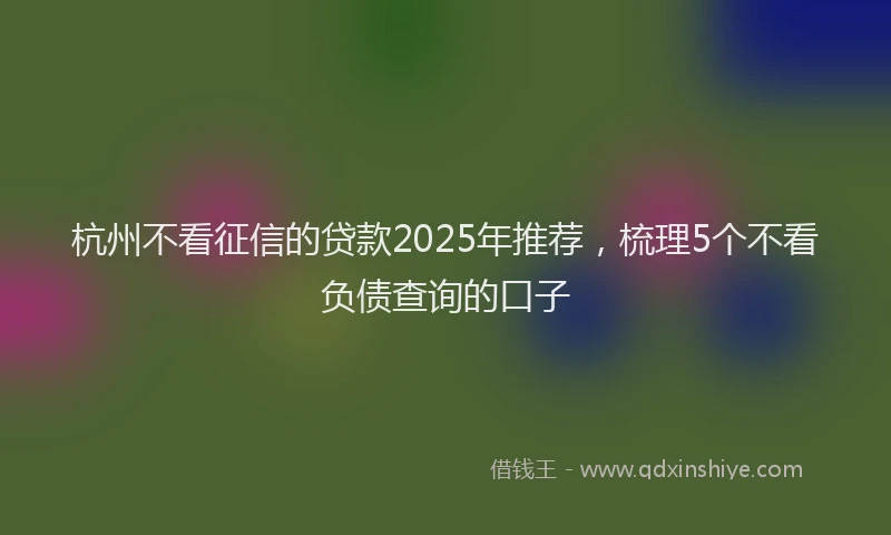 杭州不看征信的贷款2025年推荐，梳理5个不看负债查询的口子