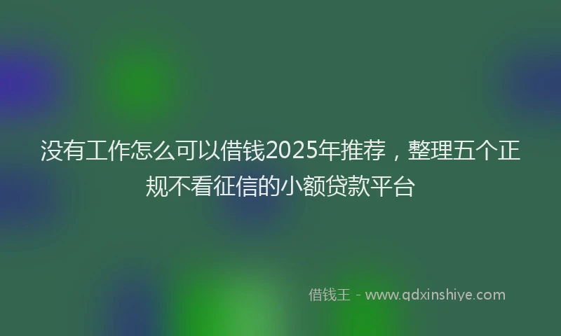 没有工作怎么可以借钱2025年推荐，整理五个正规不看征信的小额贷款平台