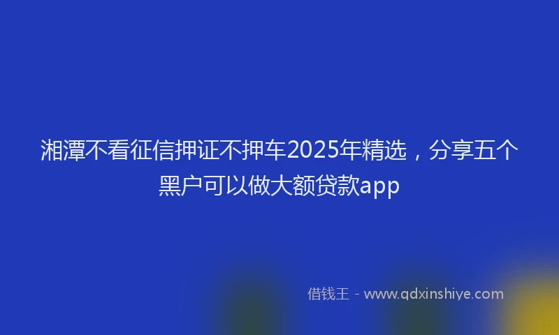 湘潭不看征信押证不押车2025年精选，分享五个黑户可以做大额贷款app