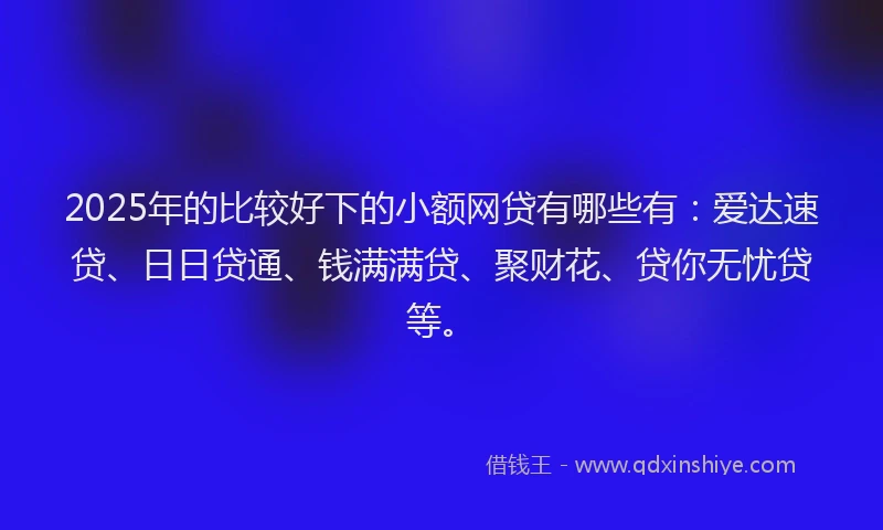 2025年的比较好下的小额网贷有哪些有：爱达速贷、日日贷通、钱满满贷、聚财花、贷你无忧贷等。