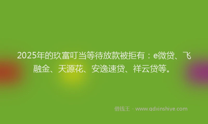 2025年的玖富叮当等待放款被拒有：e微贷、飞融金、天源花、安逸速贷、祥云贷等。