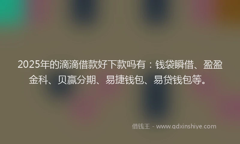 2025年的滴滴借款好下款吗有：钱袋瞬借、盈盈金科、贝赢分期、易捷钱包、易贷钱包等。