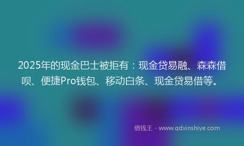 2025年的现金巴士被拒有：现金贷易融、森森借呗、便捷Pro钱包、移动白条、现金贷易借等。