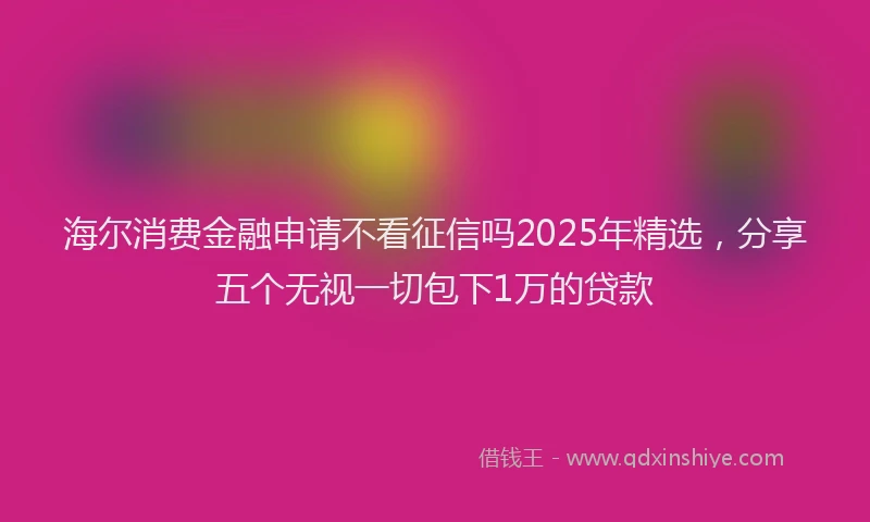 海尔消费金融申请不看征信吗2025年精选，分享五个无视一切包下1万的贷款