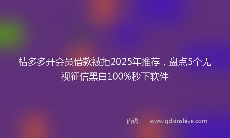桔多多开会员借款被拒2025年推荐，盘点5个无视征信黑白100%秒下软件