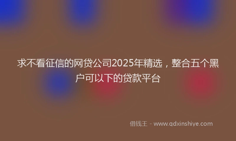 求不看征信的网贷公司2025年精选，整合五个黑户可以下的贷款平台