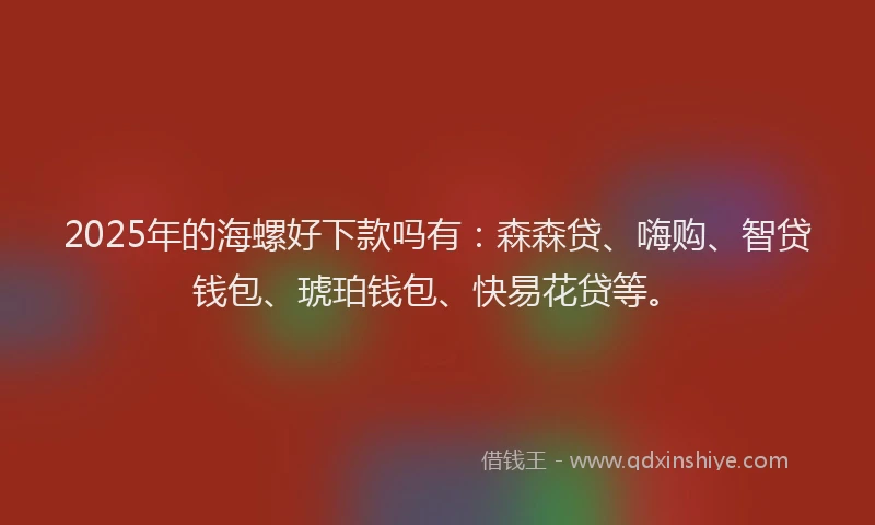2025年的海螺好下款吗有：森森贷、嗨购、智贷钱包、琥珀钱包、快易花贷等。