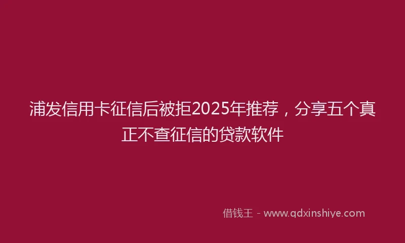 浦发信用卡征信后被拒2025年推荐，分享五个真正不查征信的贷款软件