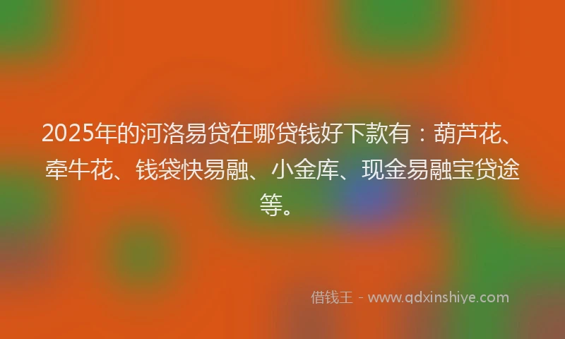 2025年的河洛易贷在哪贷钱好下款有：葫芦花、牵牛花、钱袋快易融、小金库、现金易融宝贷途等。