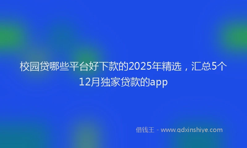 校园贷哪些平台好下款的2025年精选，汇总5个12月独家贷款的app