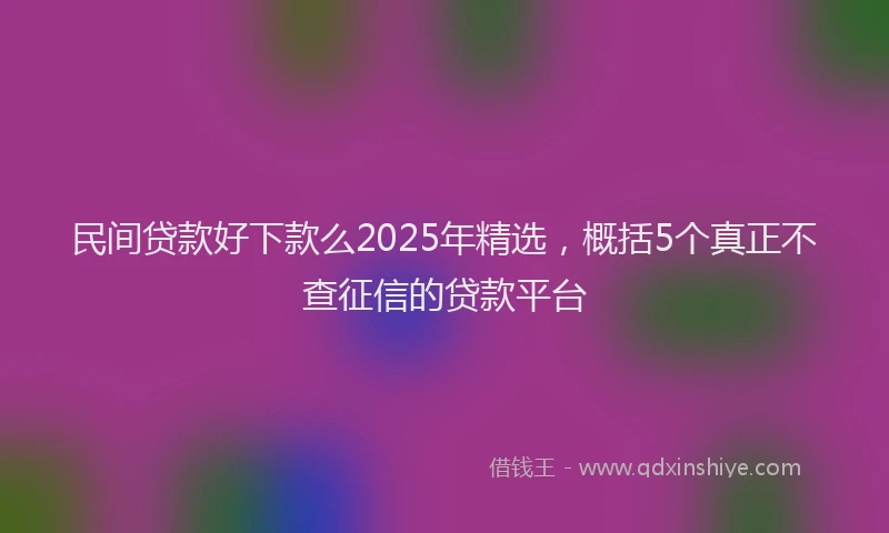 民间贷款好下款么2025年精选，概括5个真正不查征信的贷款平台