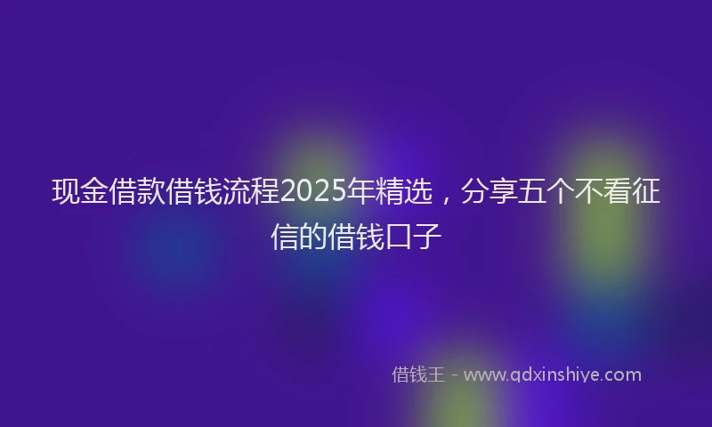 现金借款借钱流程2025年精选，分享五个不看征信的借钱口子