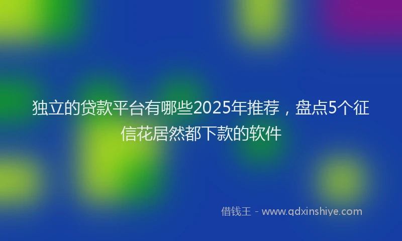 独立的贷款平台有哪些2025年推荐，盘点5个征信花居然都下款的软件