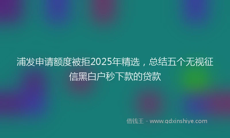 浦发申请额度被拒2025年精选，总结五个无视征信黑白户秒下款的贷款